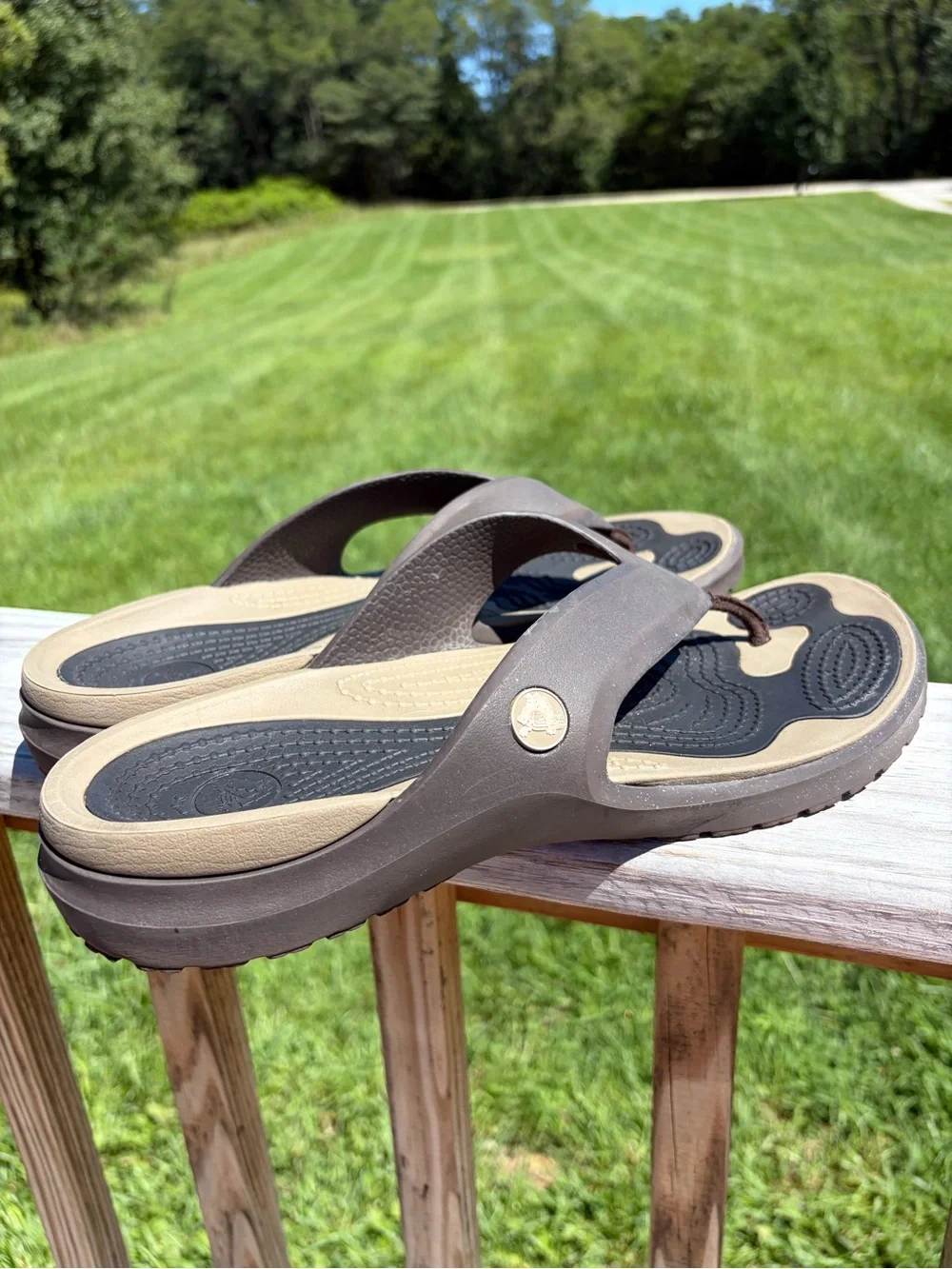 CROCS Modi Sport Flip Flop Sandals Tan Brown Men's 13 Slip On